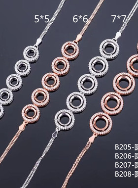 简约甜美精工S925纯银手链空托女