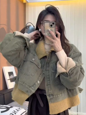 加绒加厚牛仔外套女短款百搭上衣