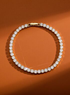 欧美复古手链潮人嘻哈ins简约人工镶嵌锆石满钻闺蜜饰品珠轻奢