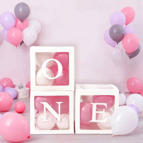 Letter Balloon Box First 1st Birthday Party Decor Kids Girl