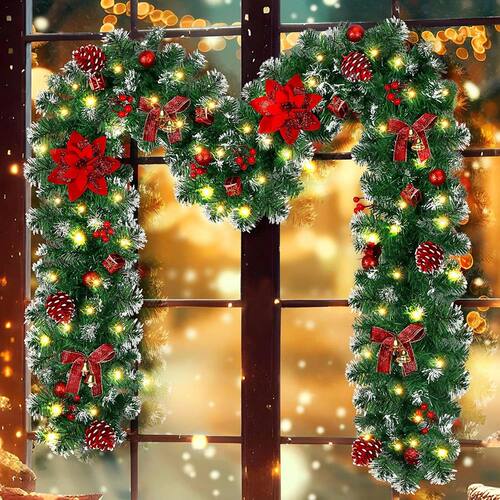 2.7M Christmas Decoration LED Rattan Garland Staircase Firep
