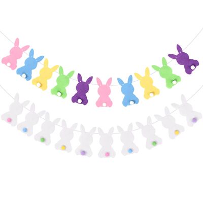 Cute Rabbit Banner Garland Happy Easter Party Hanging Buntin
