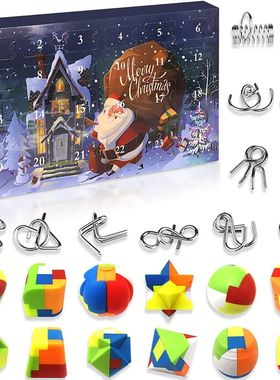 24 Days Christmas Advent Calendar Box Metal Wire and Plastic
