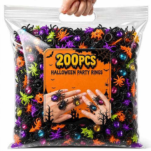 200/10pc Halloween Rings Realistic Spider Ring Mini Lifelike