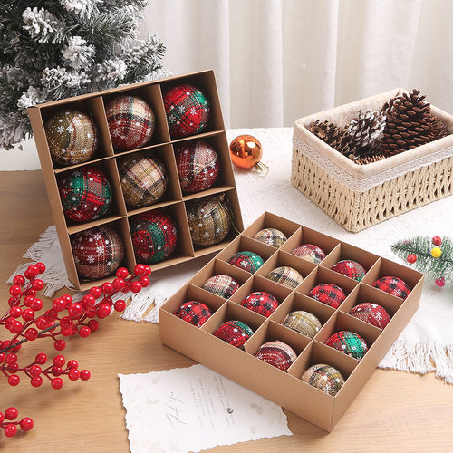 Small Fragrant Style Check Pattern Christmas Decoration Ball