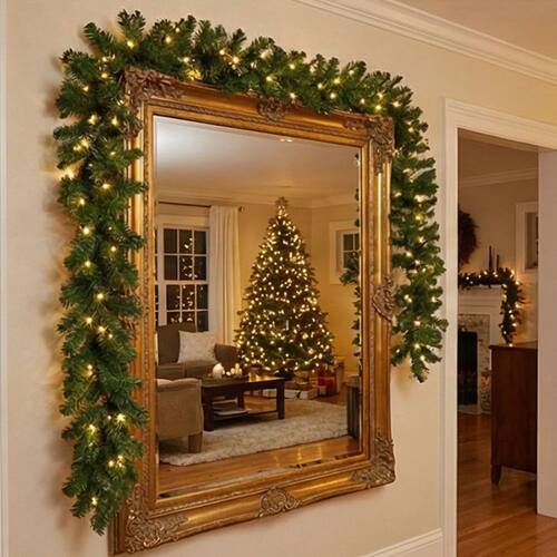 270cm Christmas Garland Wreath Artificial Green Pine Rattan