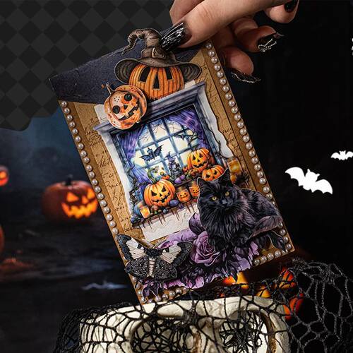 10PCS Gothic Halloween Window Stickers Vintage Dark Night PE