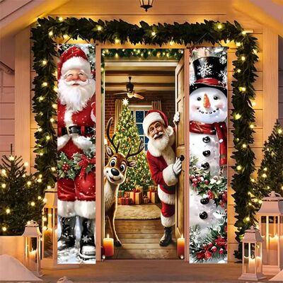 Christmas Santa Hanging Door Banner Nutcracker Soldier Merry