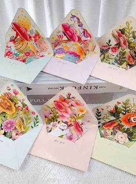 Flowers Birthday Christmas Greeting Card 3D Three-dimensiona