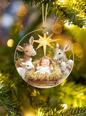1Pcs Christmas Tree Decoration 2D Flat Acrylic Pendant Virgi