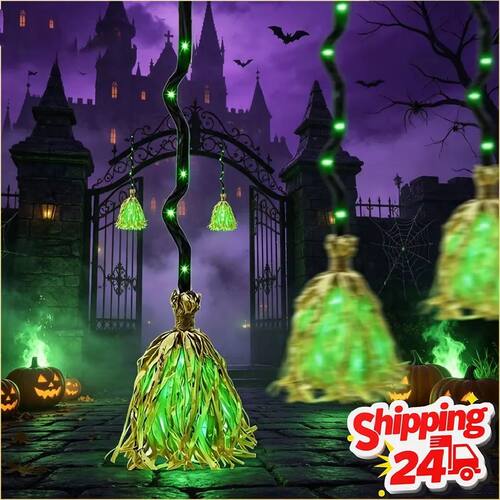 HOT Glowing Witch Broom with Sound Effects Auto Bouncing for