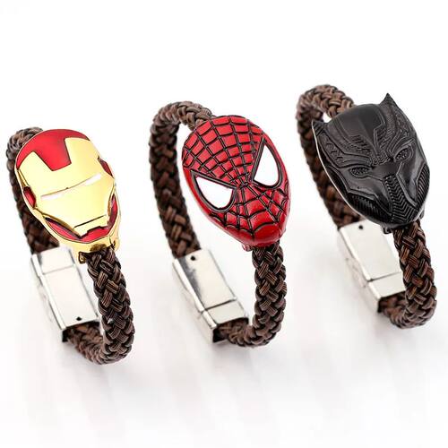 Boy Bracelet for Kids Marvel Spiderman Iron Man Black Panthe