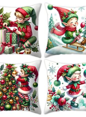 Christmas Elf Pillow Cover Christmas Green Elf Decorations C