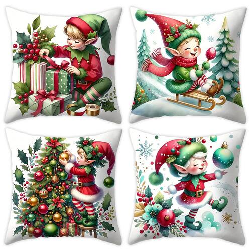 Christmas Elf Pillow Cover Christmas Green Elf Decorations C