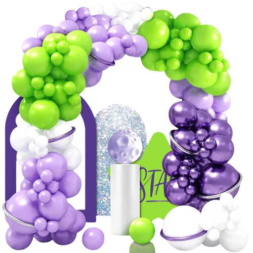 110-Piece Balloon Garland Kit with Purple, Green, and White