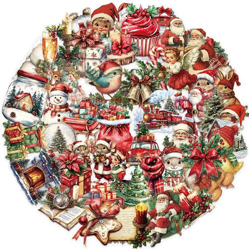 50pcs Retro Christmas Transparent Sticker Snowman Christmas