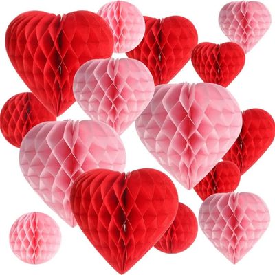 12Pcs Valentine's Day Heart Tissue Paper Honeycomb Ball Love