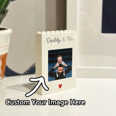 Personalised Daddy & Me Building Block Photo Gift, Brick Sty