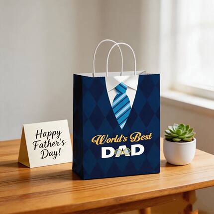 10 pc Worlds Best Dad Paper Gift Bag For Fathers Day Gift Wr