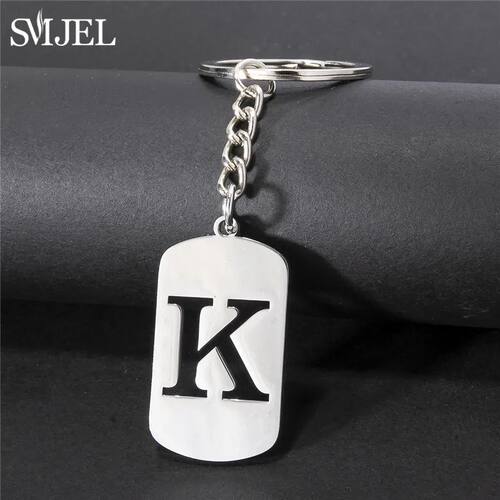 Cool Stainless Steel A-Z Letters Keychain Men Wallet Charms