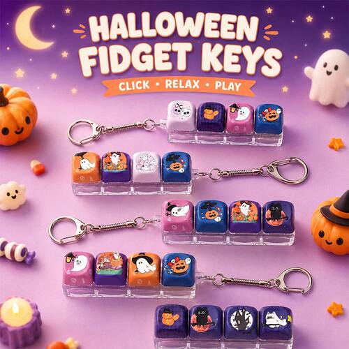 Halloween Fidget Keyboard Keychain Cute Ghost Relax Button K