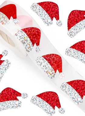 100-500pcs Glitter Red Christmas Hat Stickers Party Christma