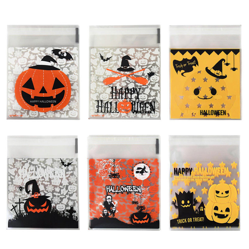 50/100pcs happy halloween candy bag gift cookie bags biscuit