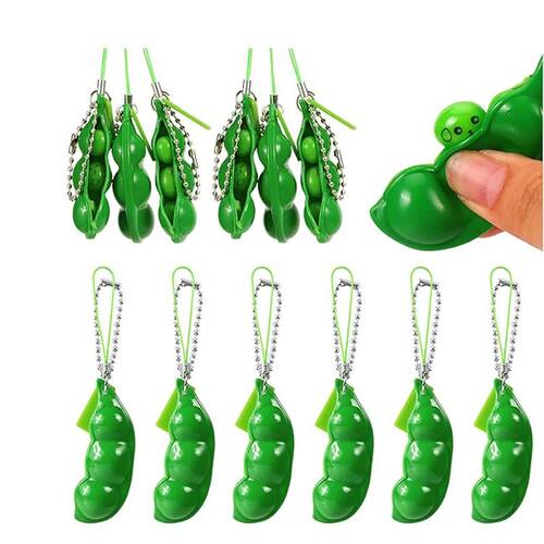 3PCS Squeeze Bean Keychain Fidget Pea Gifts for Teenager Boy