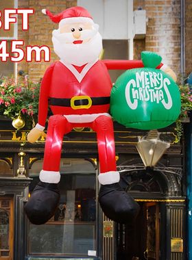 8FT Inflatables Climbing Santa Claus Hold Present Bag Christ