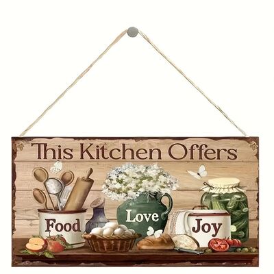 Rustic Wooden Kitchen Wall Decor Sign - 