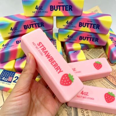 Rainbow Butter Stick Fidget Toys Squishy Elastic Cheese Stic