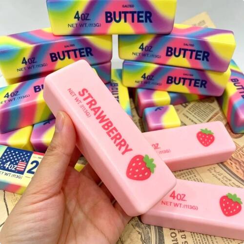 Rainbow Butter Stick Fidget Toys Squishy Elastic Cheese Stic