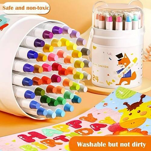 24/36/48 PCS Crayon Oil Pencils - Non-staining Hands, Washab