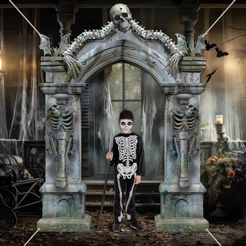 Halloween Skeleton Party Decorations Scary Tombstones Door B