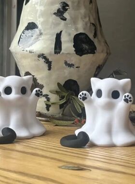 Mini Cat Ghost Ornament Cute Halloween Desktop Decor Spooky