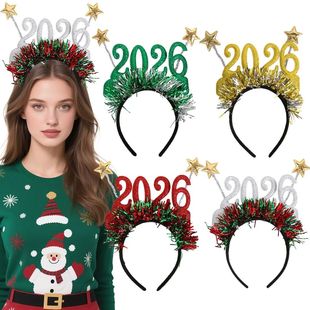 2026 Christmas Star Color Strip Headband New Year's Eve Digi