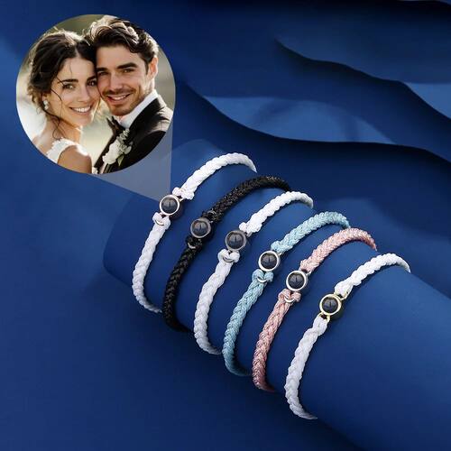 Color Picture Projection Bracelet Copper Pendant Hand Woven
