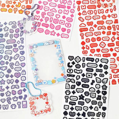 ShuuO 1Pc 6Pcs Cute Cartoon Stickers Toploader Decor Style D
