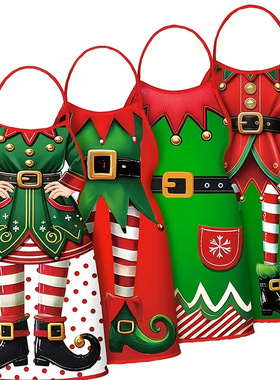 Apron Christmas Decorations Restaurant Home Party Printing A