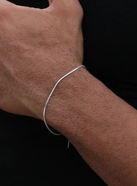 Simple MEN Stainless Steel Square Snake Bone Chain Bracelet