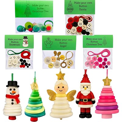 DIY Christmas Button/Snowman Santa Claus Angel Figures with