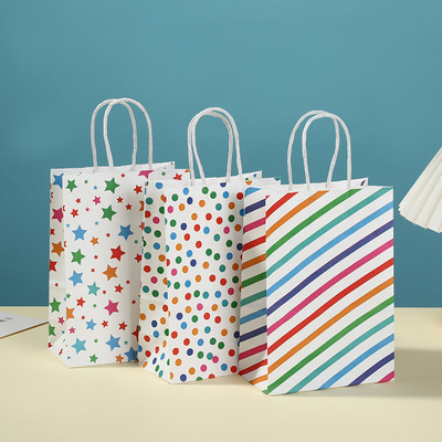24pcs Rainbow Kraft Paper Gift Bags Happy Birthday Festival
