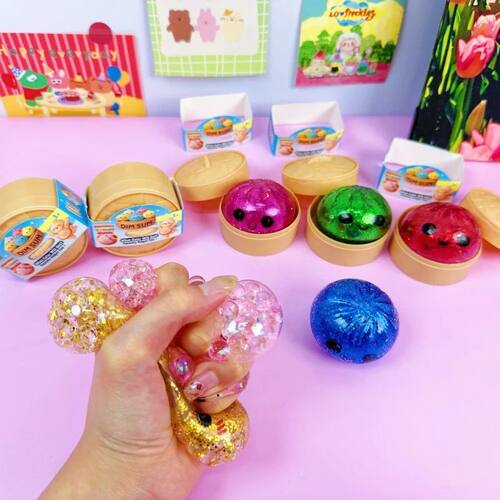 Mini Squishy Dumpling with Beads Realistic Bun Sensory Fidge