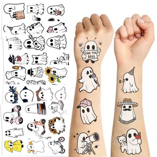 Cute Cartoon Halloween Ghost Temporary Tattoos for Kids Asso