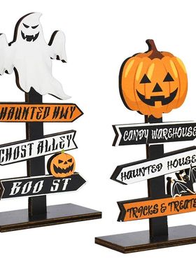 Halloween Pumpkin Ghost Wooden Table Ornament Craft Hallowee