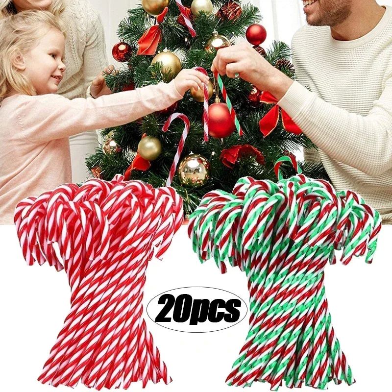 10/20pcs Christmas Candy Canes Acrylic Xmas Tree Hanging Twi
