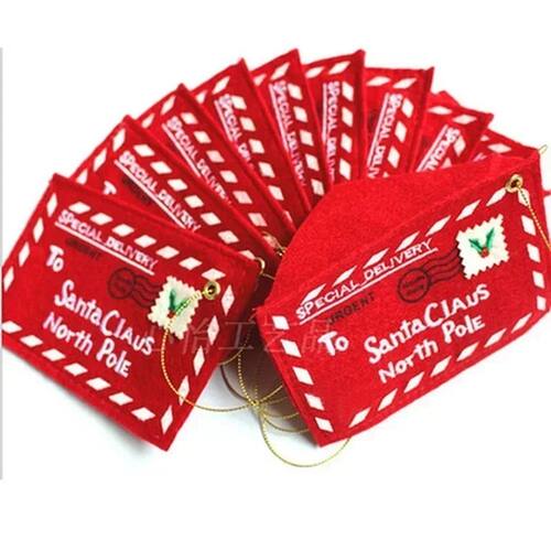 Santa Claus Envelope Red Felt Non-Woven Letter Embroidered E