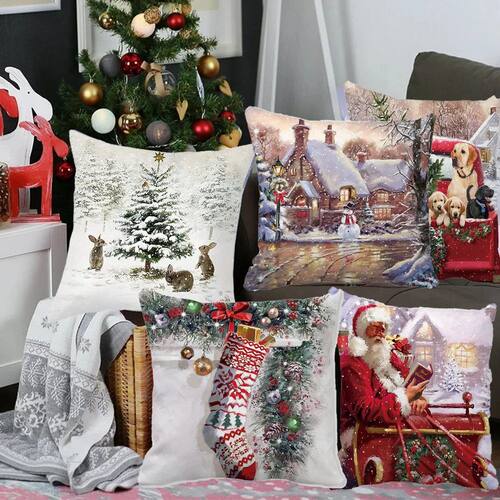 45CM Merry Christmas Cushion Cover Pillowcase  Christmas Dec