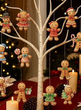Christmas Wooden Gingerbread Man Pendant Merry Christmas Dec