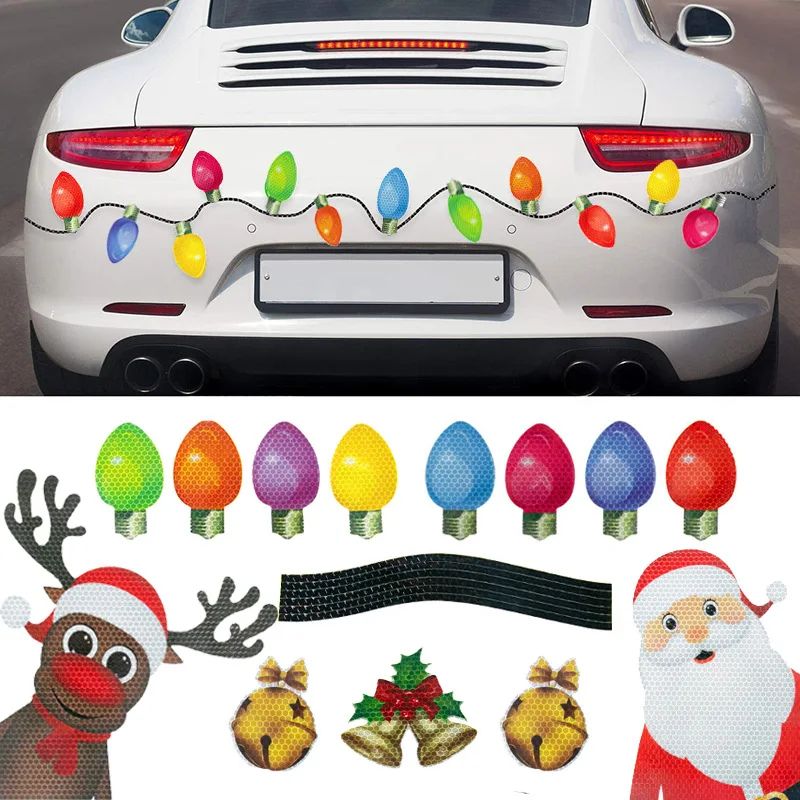 1set Car Sticker Magnetic Decal Christmas Decorate Santa Cla